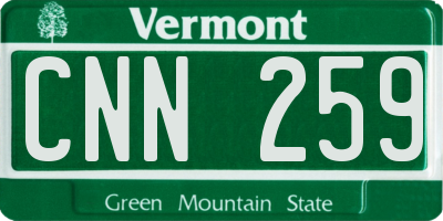 VT license plate CNN259
