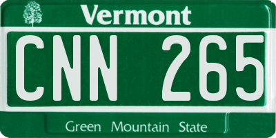 VT license plate CNN265