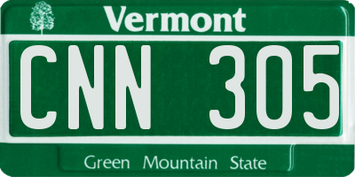 VT license plate CNN305