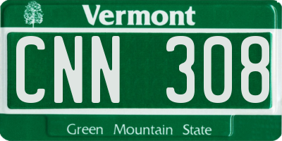 VT license plate CNN308