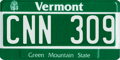 VT license plate CNN309