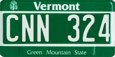 VT license plate CNN324