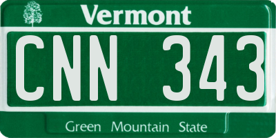 VT license plate CNN343