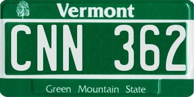 VT license plate CNN362
