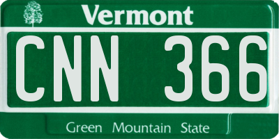 VT license plate CNN366