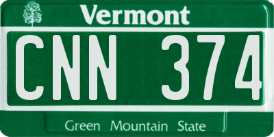 VT license plate CNN374