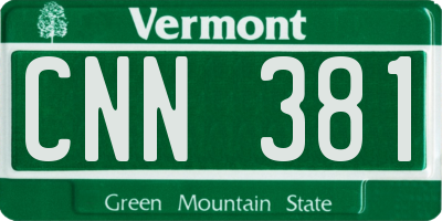 VT license plate CNN381