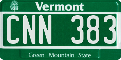 VT license plate CNN383