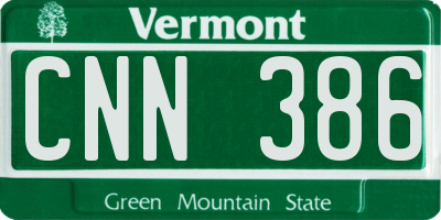 VT license plate CNN386