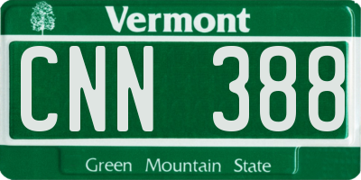VT license plate CNN388