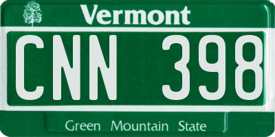 VT license plate CNN398
