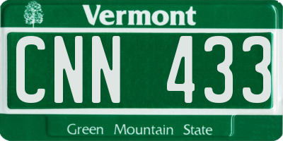 VT license plate CNN433