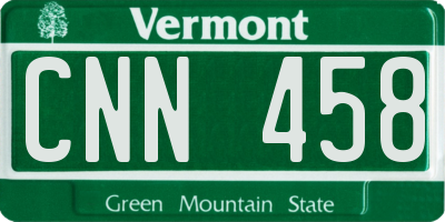 VT license plate CNN458