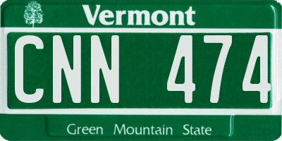 VT license plate CNN474
