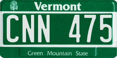VT license plate CNN475