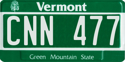 VT license plate CNN477