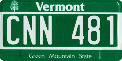 VT license plate CNN481