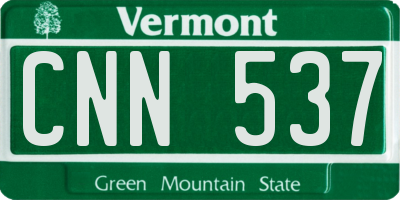 VT license plate CNN537