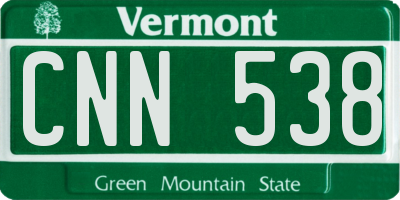 VT license plate CNN538