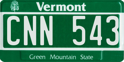 VT license plate CNN543