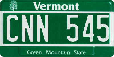 VT license plate CNN545