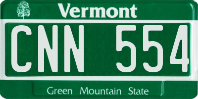 VT license plate CNN554