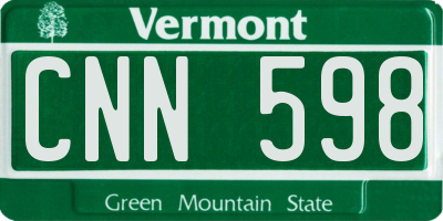 VT license plate CNN598