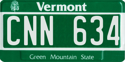 VT license plate CNN634