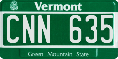 VT license plate CNN635