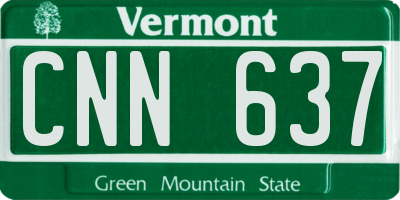 VT license plate CNN637