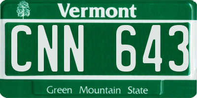 VT license plate CNN643