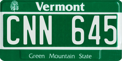 VT license plate CNN645