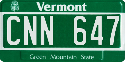 VT license plate CNN647