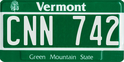 VT license plate CNN742