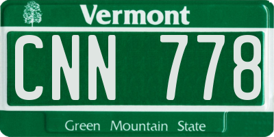 VT license plate CNN778