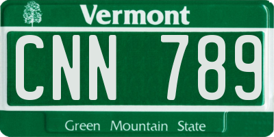 VT license plate CNN789