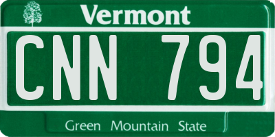VT license plate CNN794