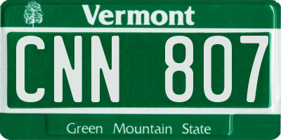 VT license plate CNN807