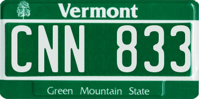 VT license plate CNN833
