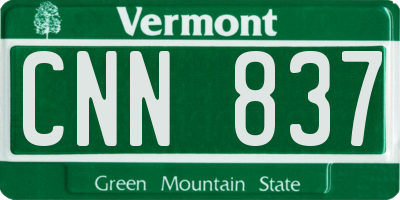 VT license plate CNN837