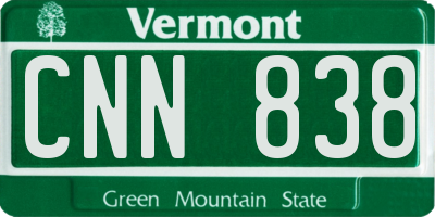 VT license plate CNN838