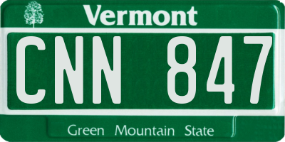 VT license plate CNN847