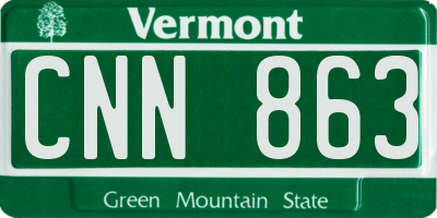 VT license plate CNN863