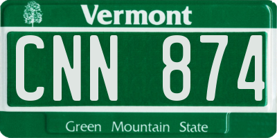 VT license plate CNN874
