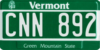 VT license plate CNN892