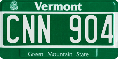 VT license plate CNN904
