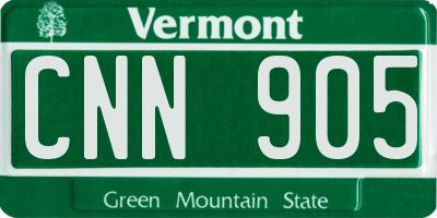 VT license plate CNN905