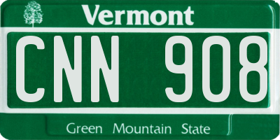 VT license plate CNN908