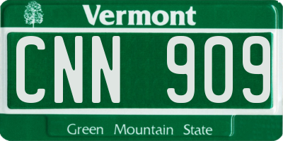 VT license plate CNN909