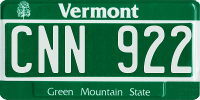 VT license plate CNN922